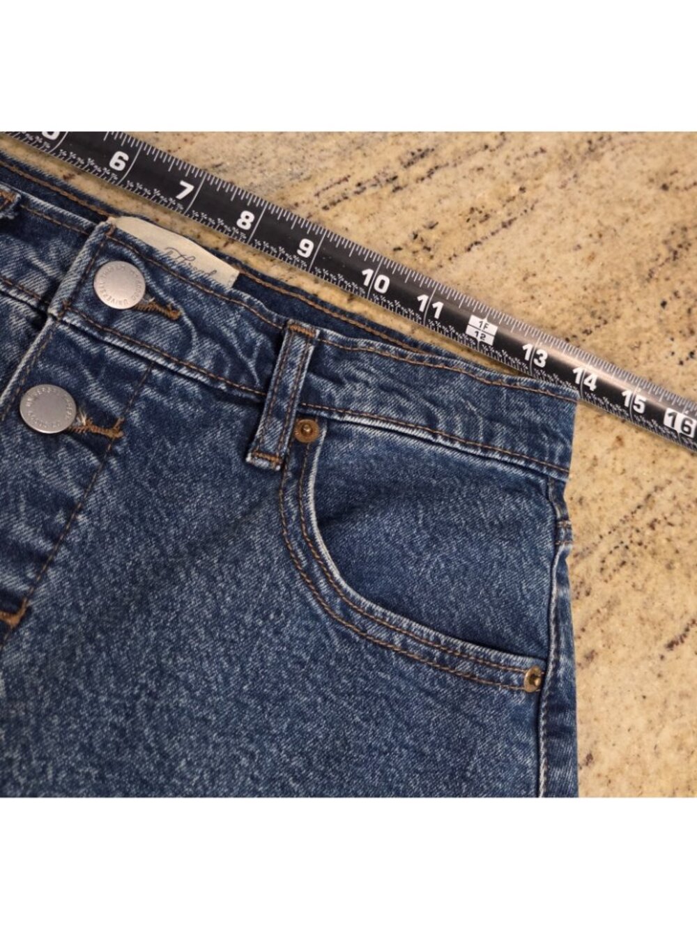 Women's Midi Blue Denim Skirt Size 2 Universal Threads Metal Button Front Slit - Picture 4 of 15